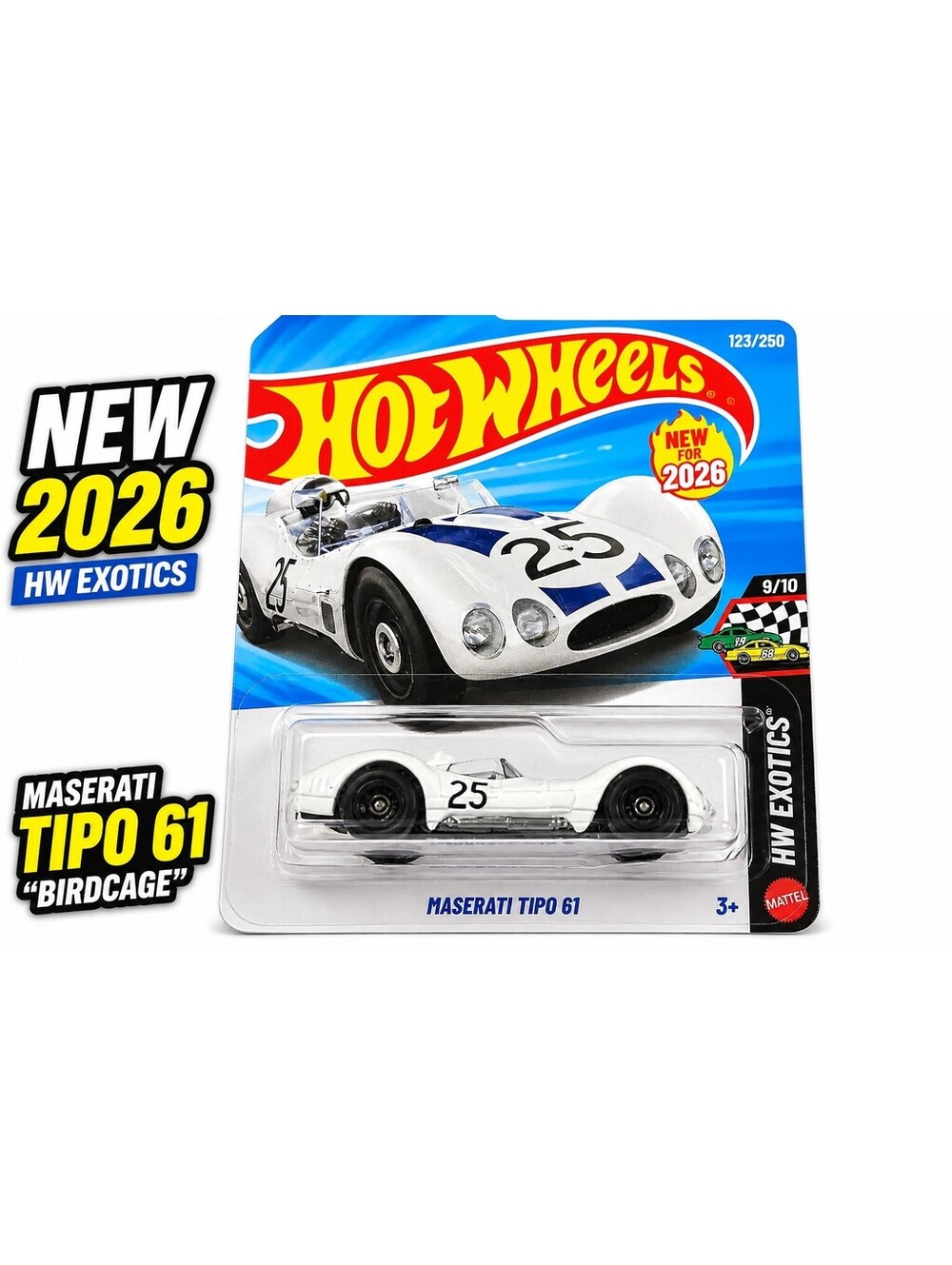 HOT WHEELS 2026 #123 WHITE 1959 MASERATI TIPO 61 BIRDCAGE LE MANS RACER